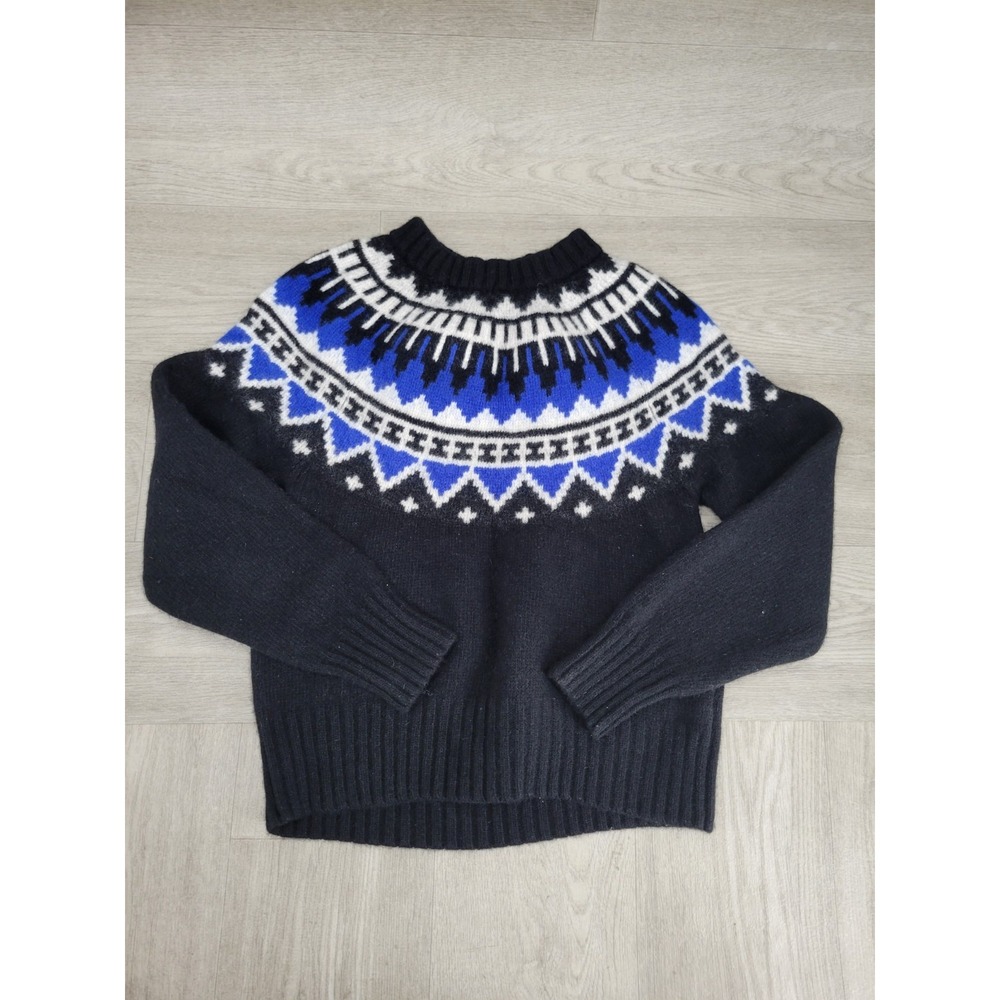 Polo Ralph Lauren Fair Isle Sweater Women's S Black Blue White Wool Alpaca